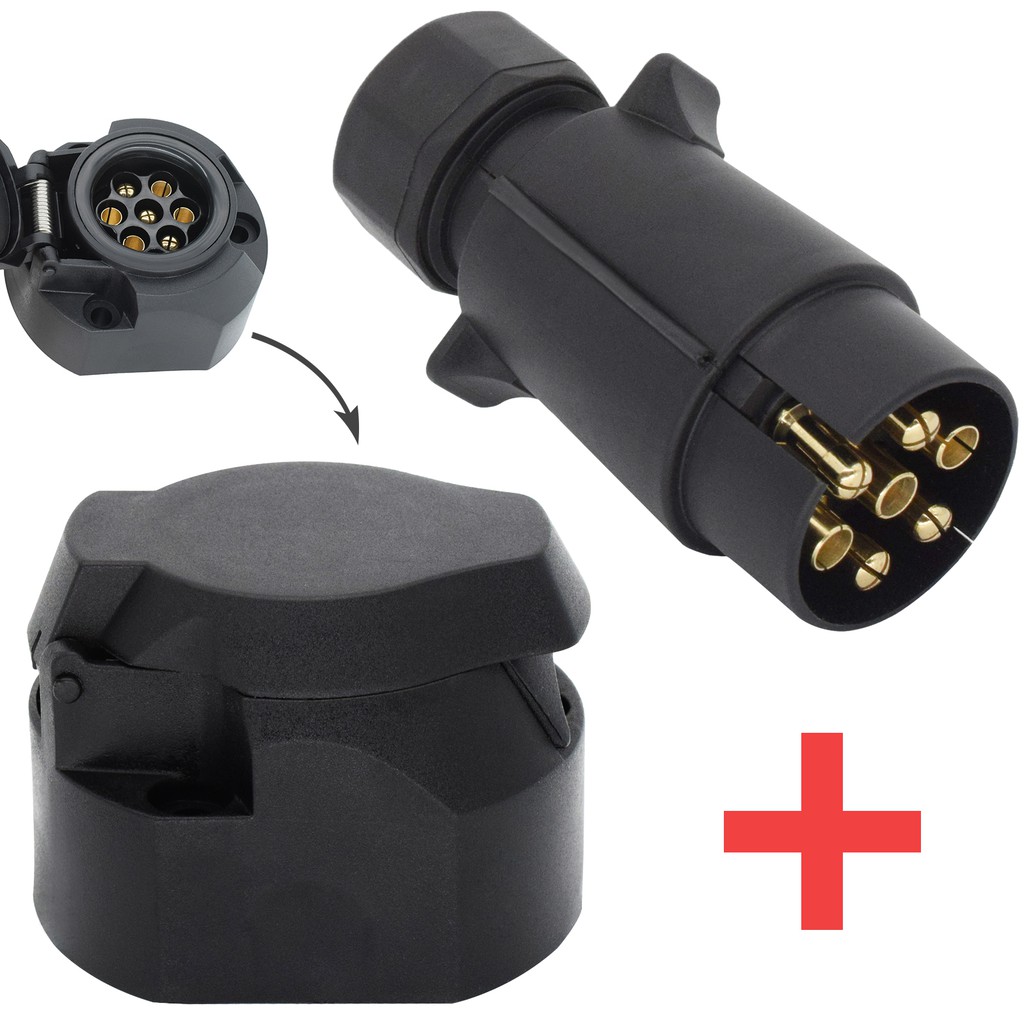 7 Pin 12V European Trailer Socket + Plug Tow Bar Electrics Connector