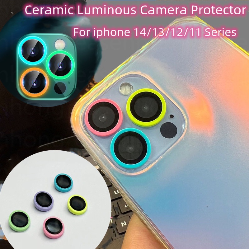 Luminous Camera Ceramics Ring Protector Film For iPhone 15 14 13 12 11