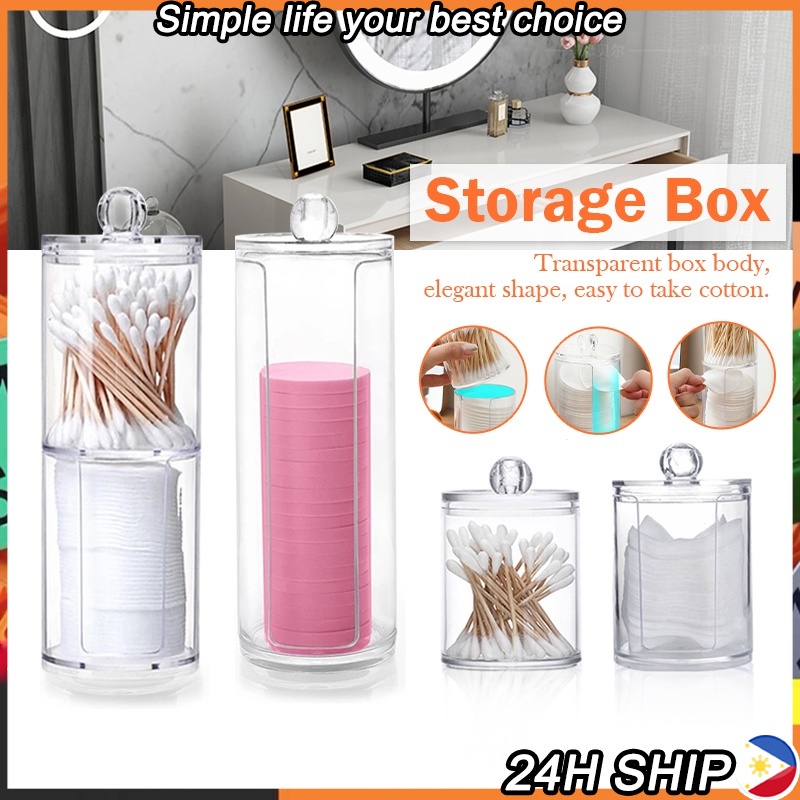 Cotton Pad Storage Box Cotton Swabs Storage Organizer Jewelry Round ...