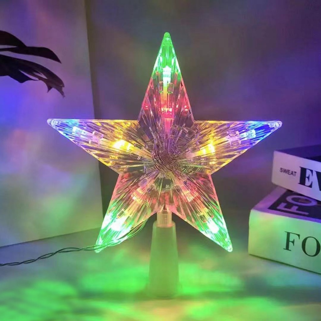 Christmas tree top star lights glitter fivepointed star tree top star