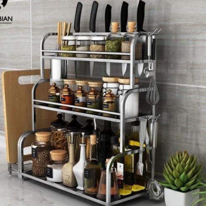 Condiments Spice Rack 3 Layer Kitchen Organizer