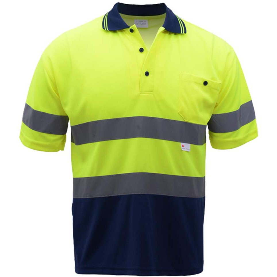 Two-tone Security Short-sleeved Polo Shirt with 3M Reflective Tape for ...