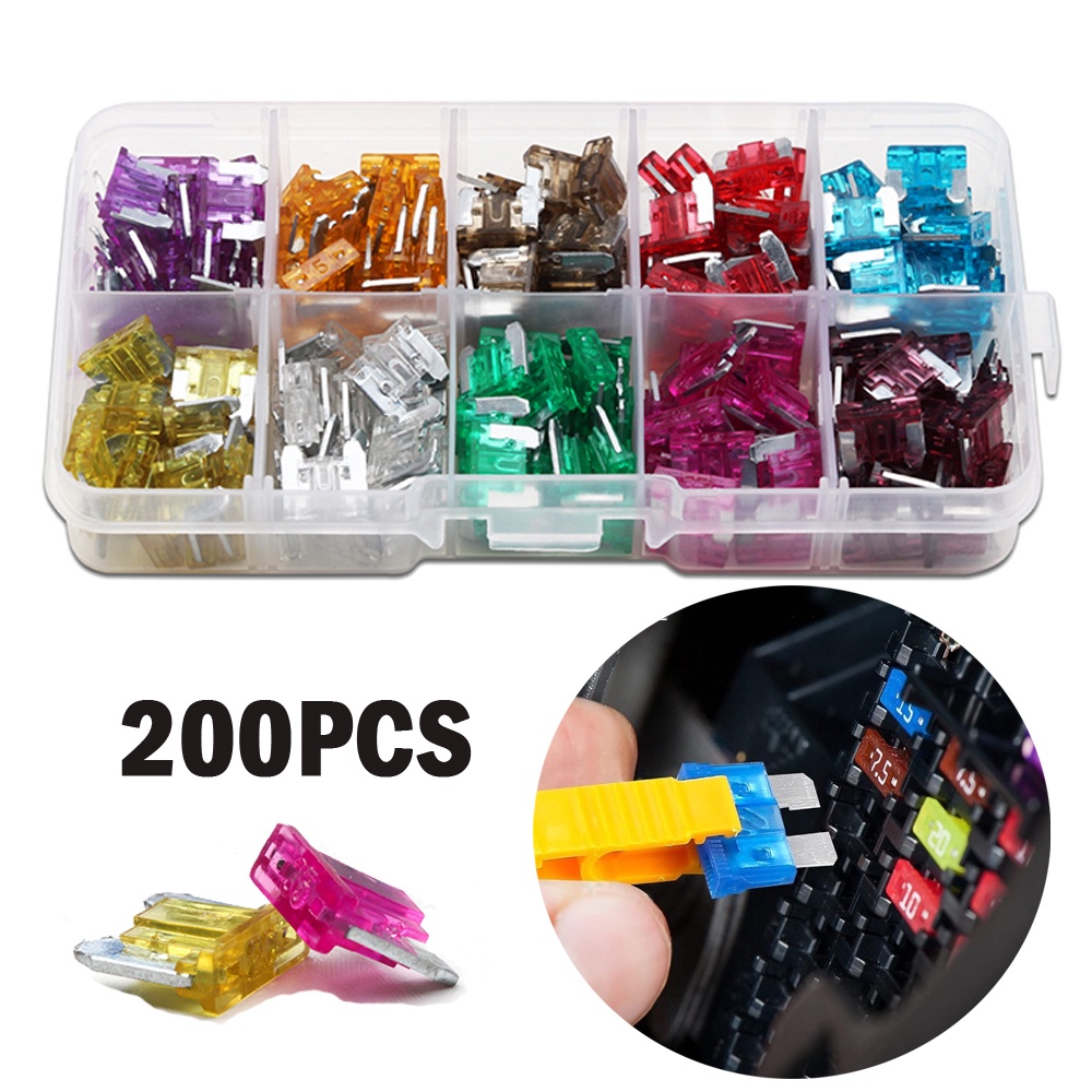 200PCS Aluminum Blade Car Fuses Assortment Kit Standard Auto Fuse Using