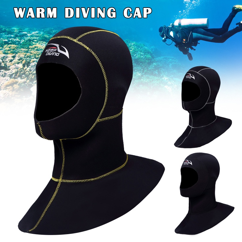 3MM Neoprene Diving Cap Scuba Diving Head Neck Cover Swim Wetsuit Hat ...