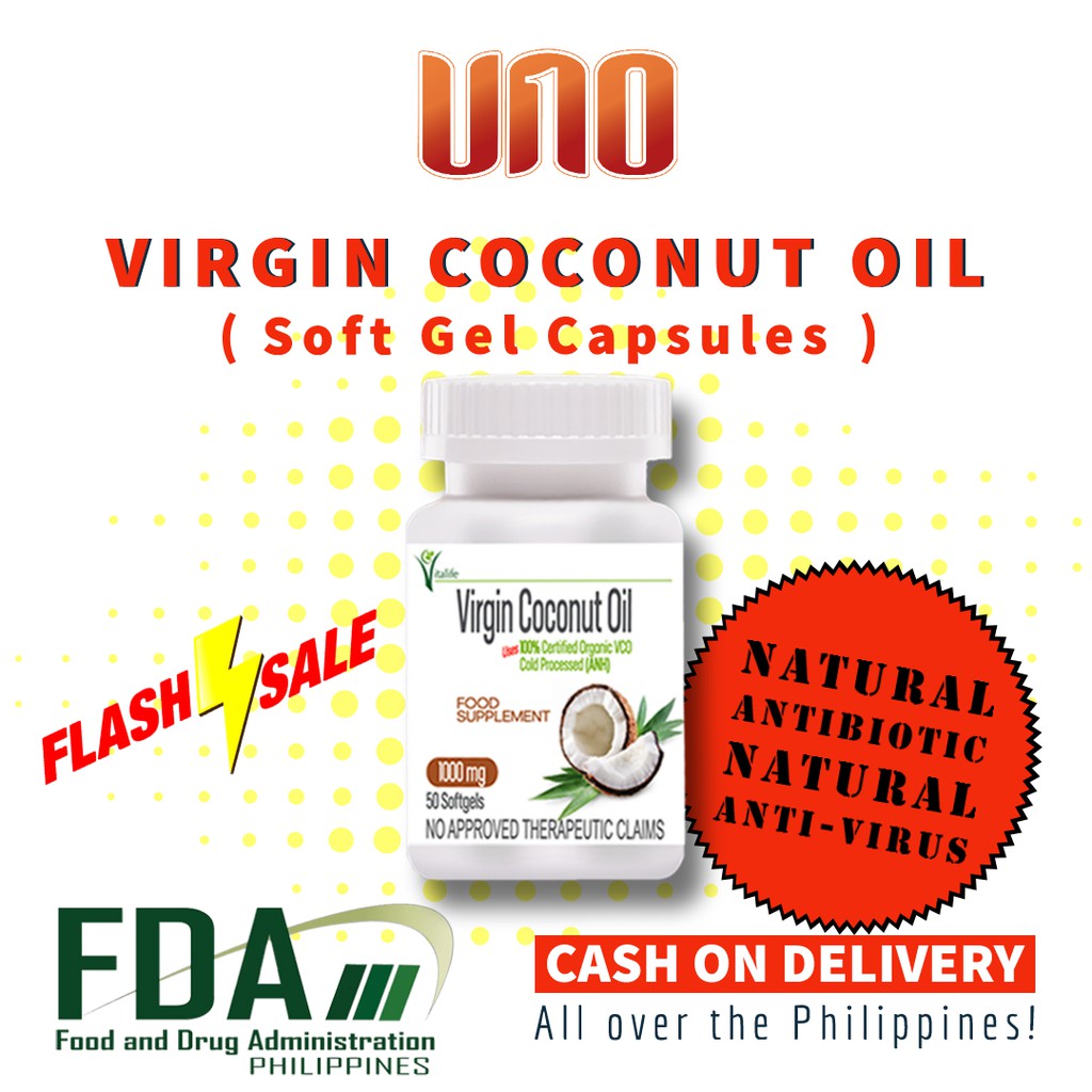 UNO Virgin Coconut Oil Soft Gel Capsules Bottle of 50 | Shopee Philippines
