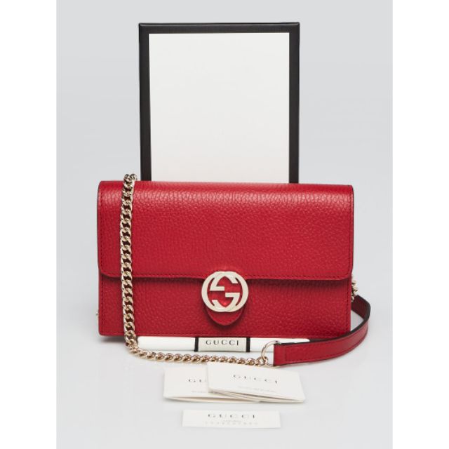 Gucci Interlocking G Wallet on Chain - Red Crossbody Bags, Handbags -  GUC1256179