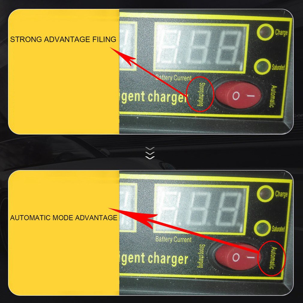 350W 14A Heavy Duty Smart Car Battery Charger Pulse Repair 12V/24V 3