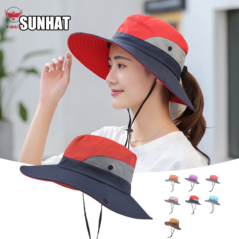 COD Women's Foldable Sun Hat with Adjustable String Mesh Wide Brim ...