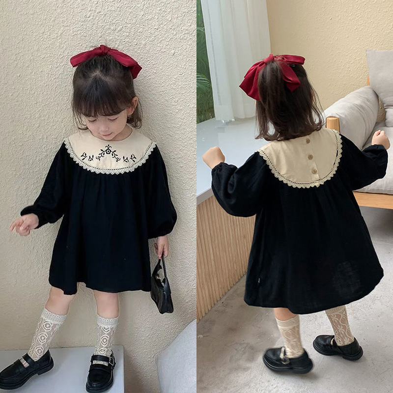 Cute baby girl in black dress best sale