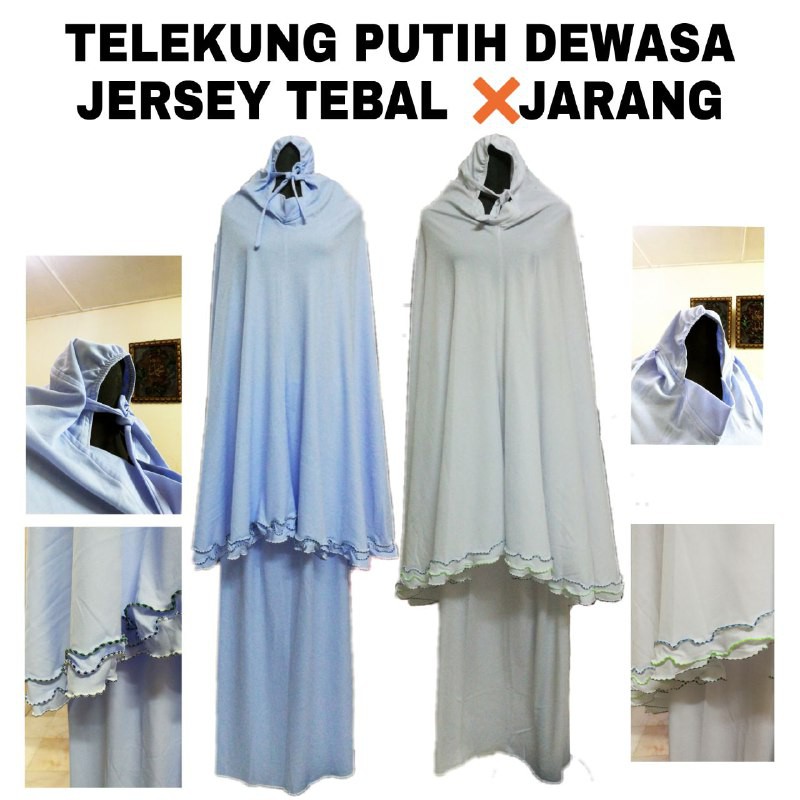 Telekung PUTIH Adult HEAVY JERSEY KOREA LAYERS BORDER ROPOL-ROPOL Big ...