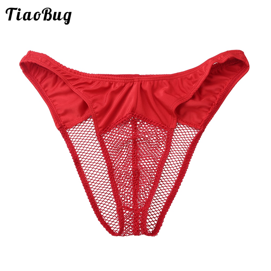 TiaoBug Men Mesh Lingerie Sissy Panties Penis Pouch Thongs