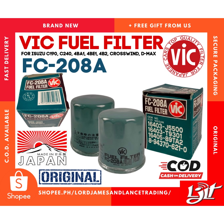 Vic Fuel Filter FC208A for Isuzu Crosswind/Dmax/Sportivo Shopee Philippines
