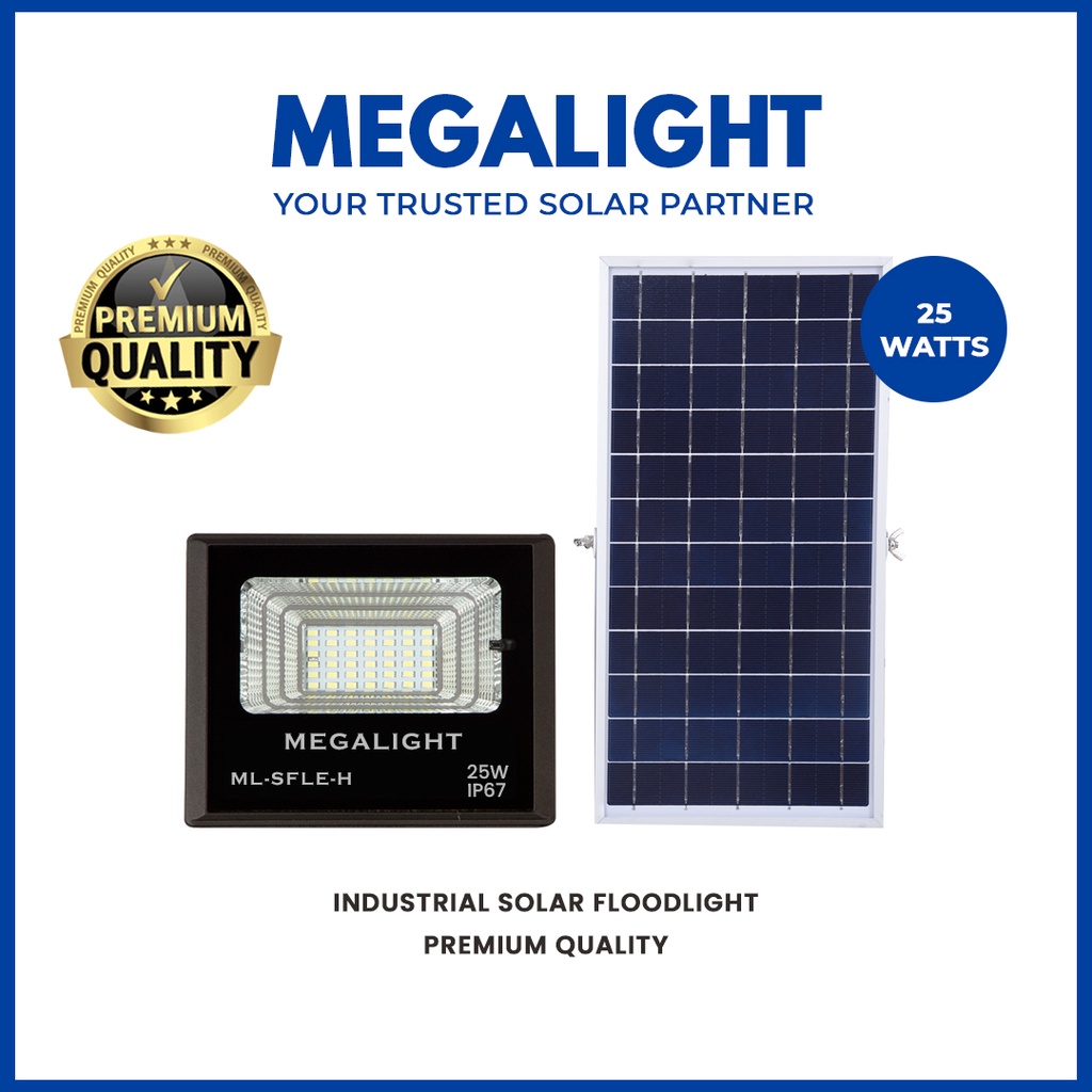 25W Megalight Solar Floodlight IP67 Water Proof Solar Lamp Shopee Philippines