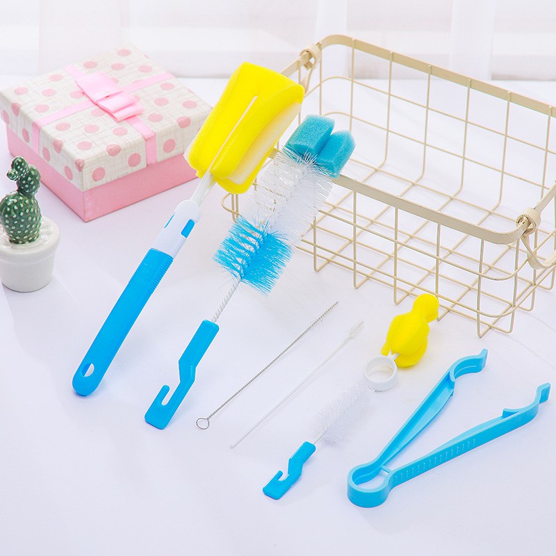 baby bottles ♛CiCi 7pcs Milk Bottle Brush Bottle Cleaning Kit Sponger