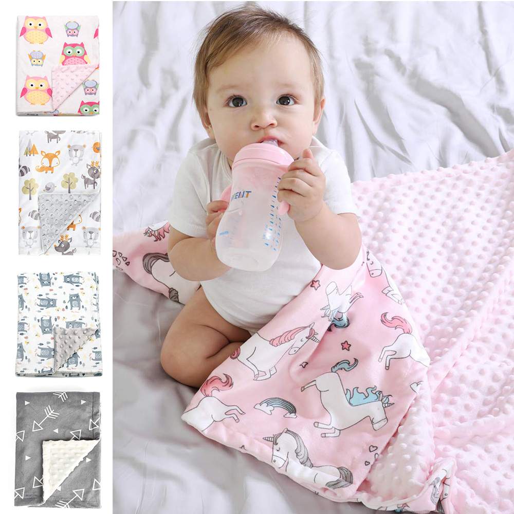 Minky Baby Blanket 75*120CM, Super Soft Cute Plush Baby Blanket with ...