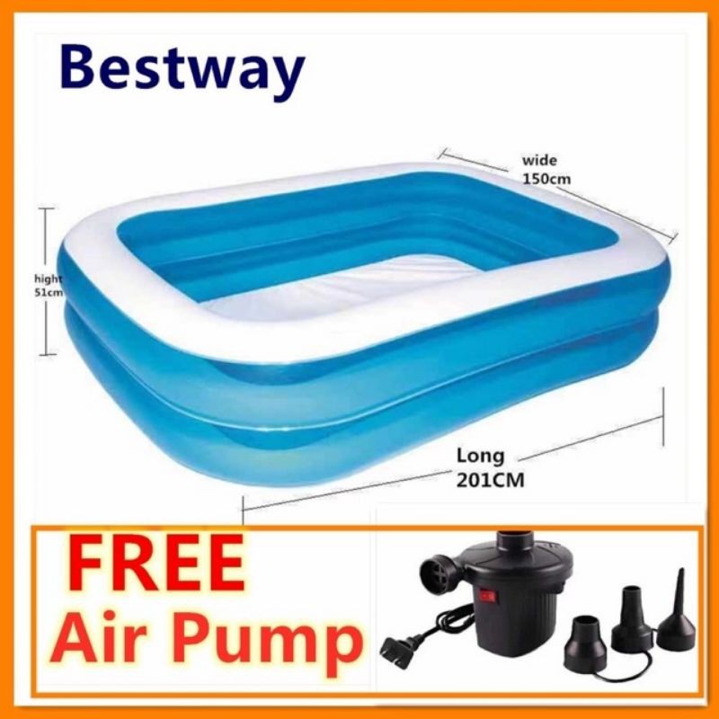 with FREE ELECTRIC AIR PUMP bestway Swimming pool inflatable pool kids ...