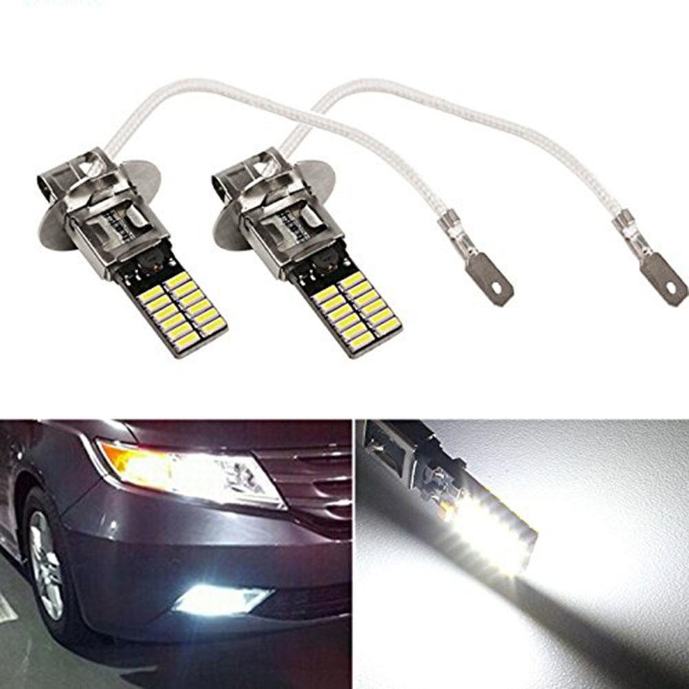 4pcs 12V H3 White 6500K 24-SMD 4014 LED High Power Bulb DRL Fog Light ...