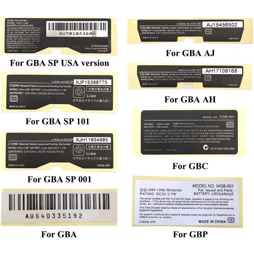 1PCS New Labels Stickers for Nintendo Gameboy Advance GBA SP GBA GBC ...
