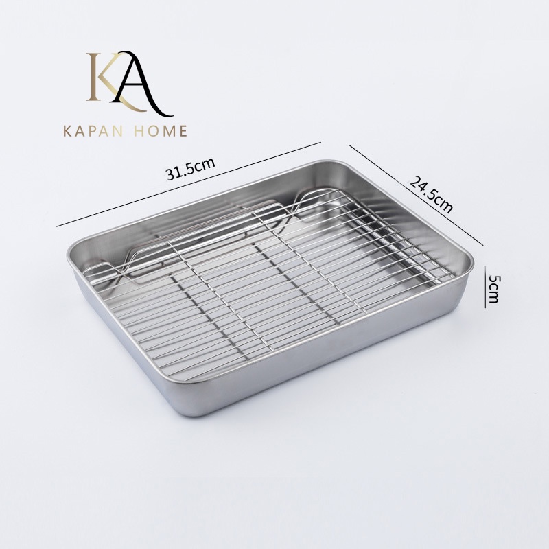 Stainless Steel Deep Baking Tray With Removable Cooling Rack Cover Non