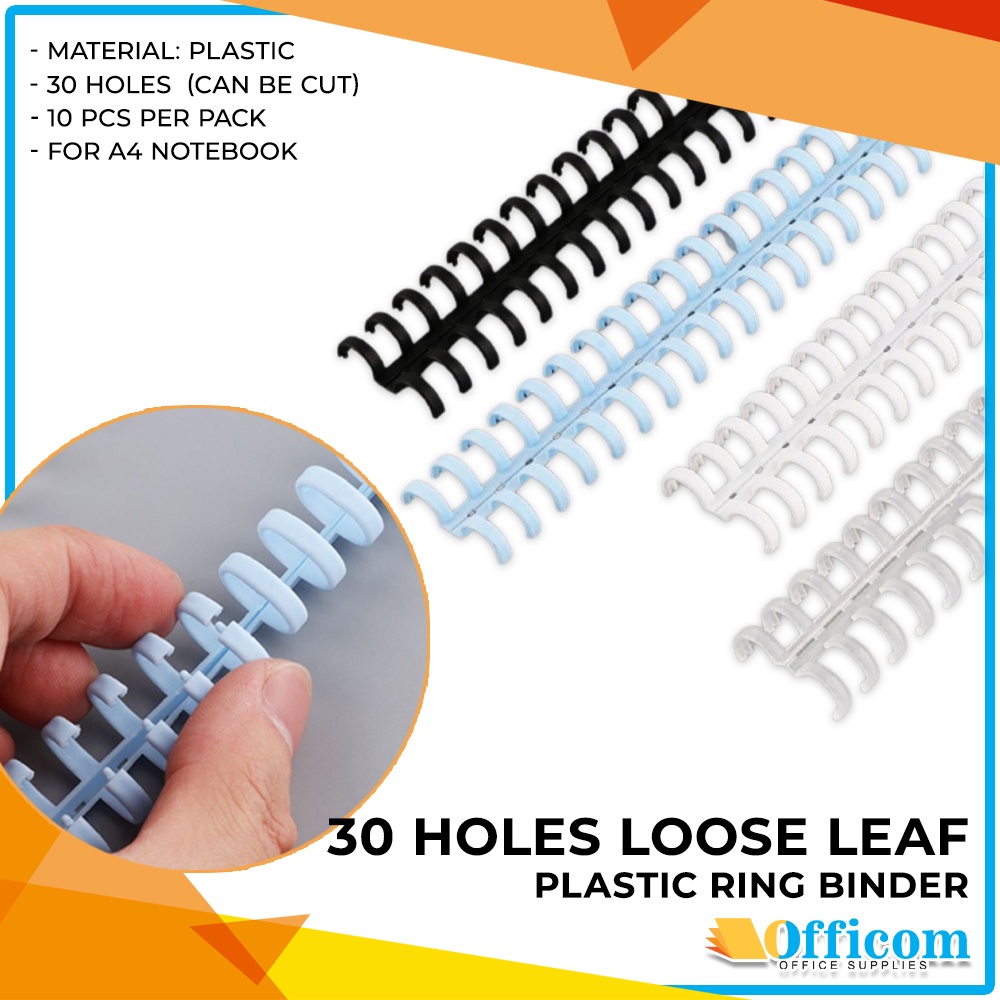 10pcs 30 Holes Loose leaf Plastic Ring Binder A4 Size Spines Combs DIY  Paper Notebook Album