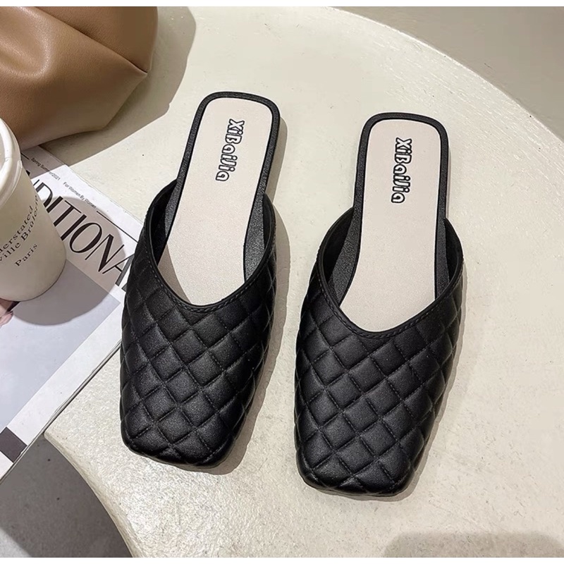 Womens Quilted Mules Loafer Half Shoes Flats for Women | Shopee Philippines