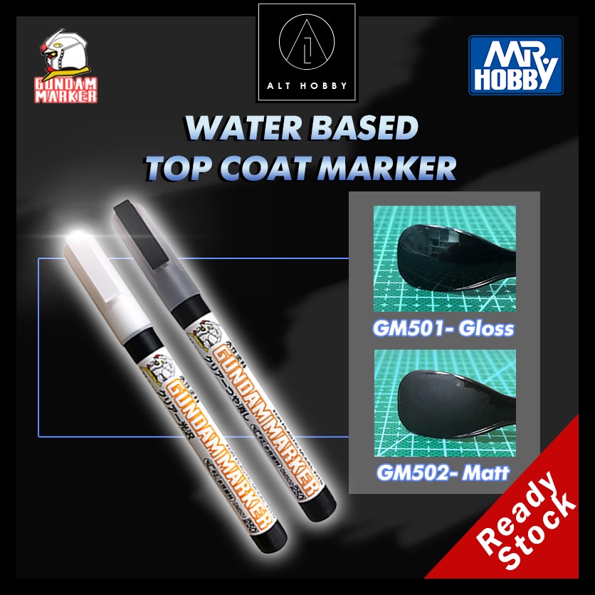 Mr Hobby Water Based Top Coat Marker GM501 Gloss/ GM502 Flat Matte ...