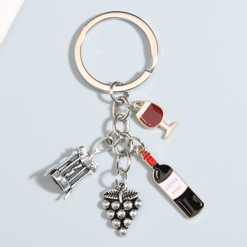 Metal Enamel Key Chain Grape Wine Glass Bottle Opener Key Ring Bar Key ...