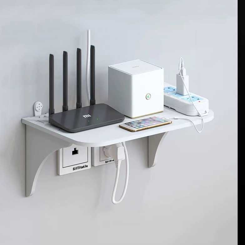 Wifi Router Shelf Set-Top Box Bracket Storage Box Double Floating Shelf ...