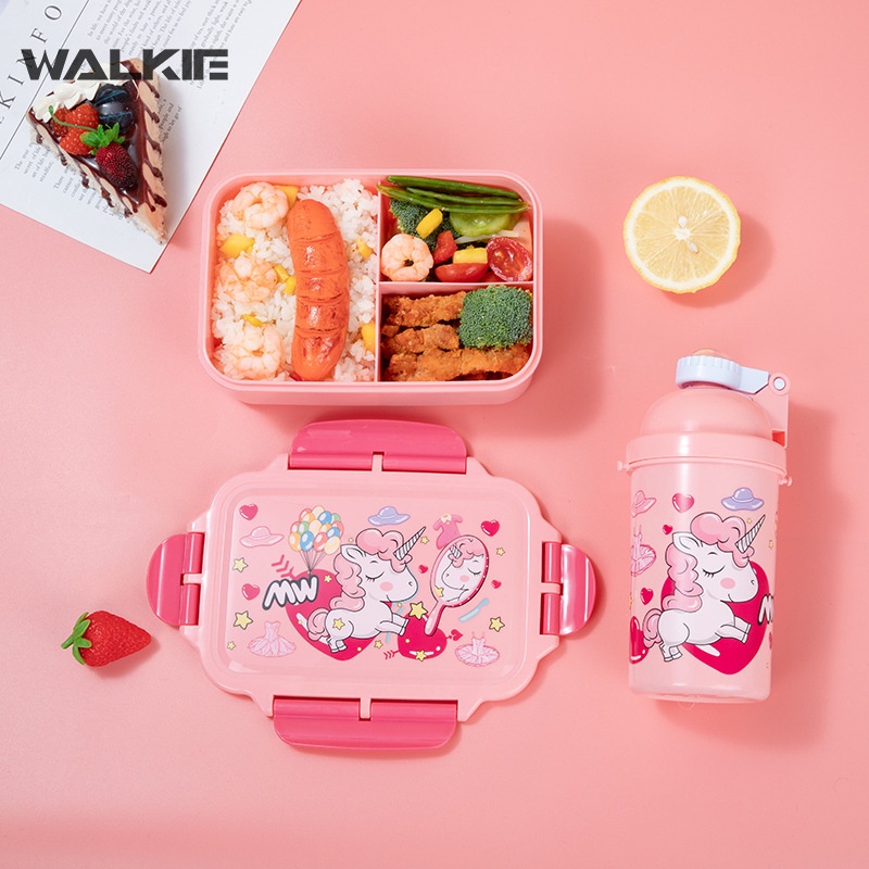 WALKIE Unicorn Kawaii Bento Lunch Box for Kids Girls Boys Children
