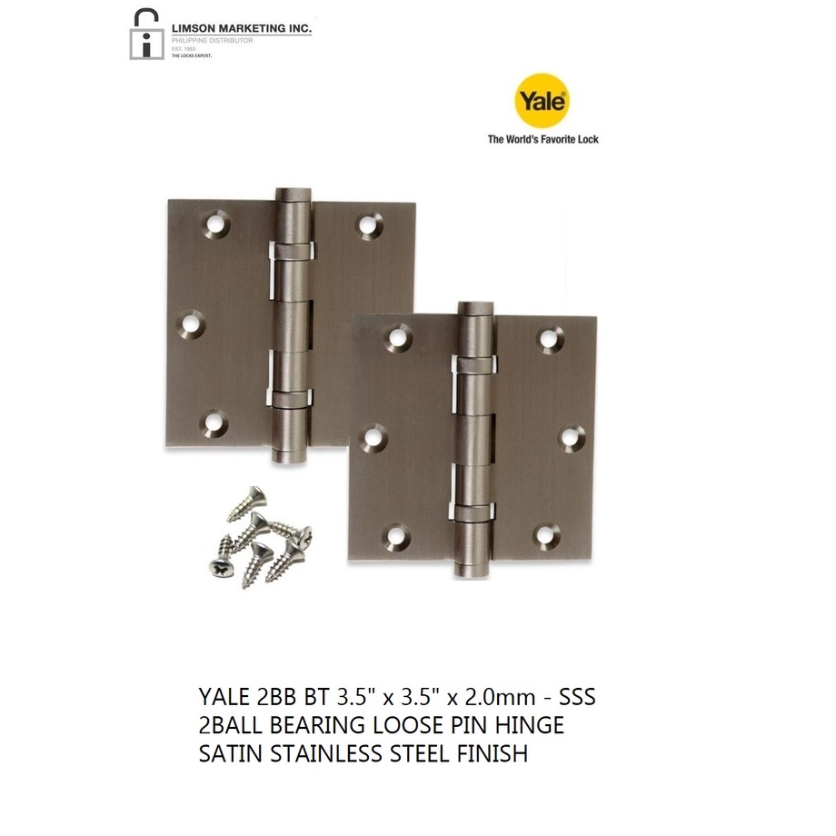 Yale 2BB BT-SSS 2Ball Bearing Loose Pin Hinge Satin Stainless Steel ...