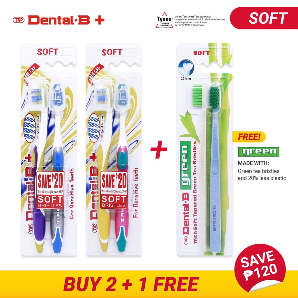 TVP Dental B DENTAL B+ Twin (Soft) - Buy 2, Get 2 TVP Dental B GREEN ...