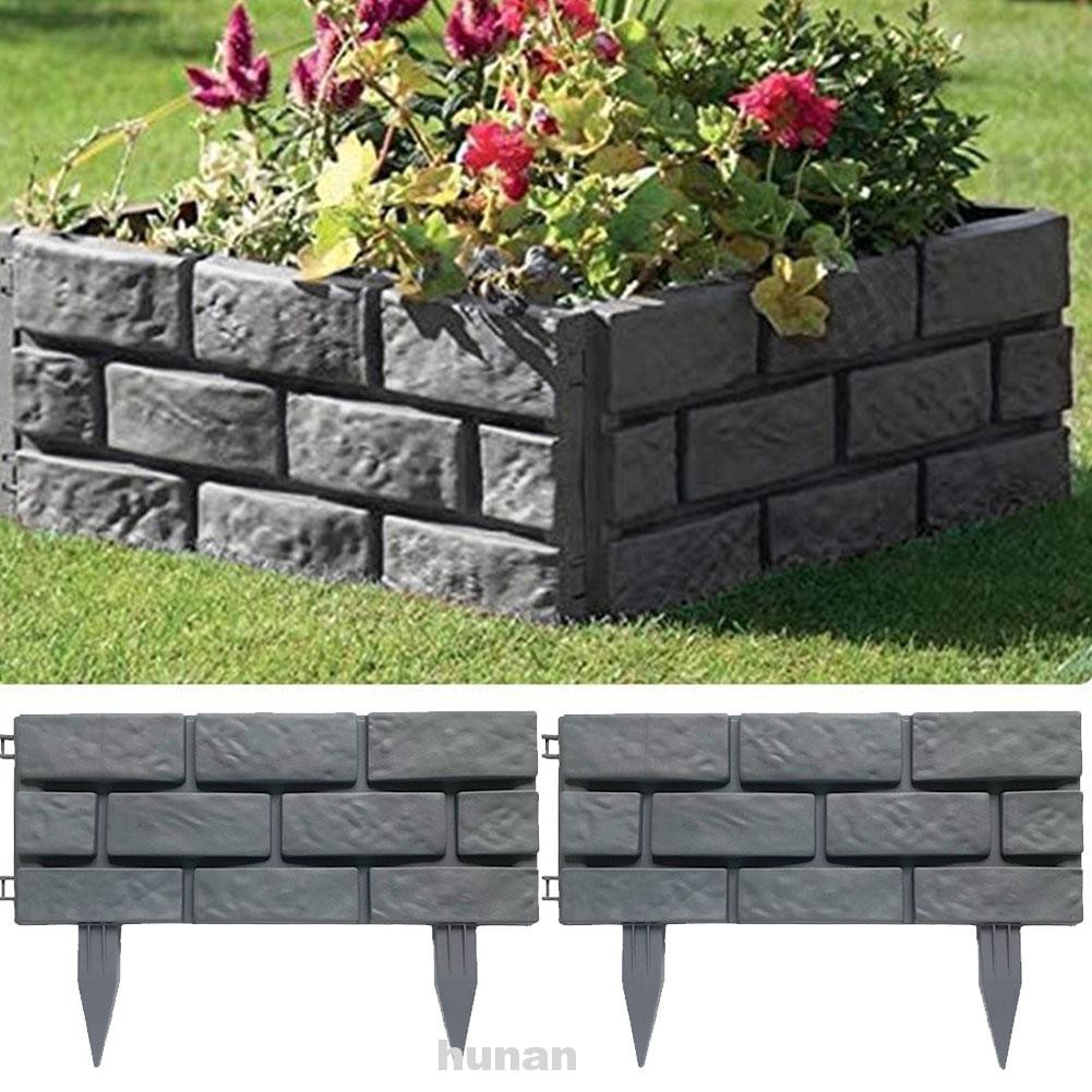 Grey Stone Brick Effect Lawn Fence Plant Bordering Plastic Flower Bed