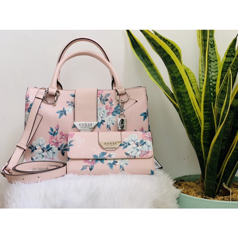 Guess white shop floral bag