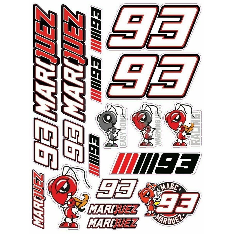 Car Sticker Helmet Decals Suitable for Marquez 93 Decals Set 20 Sticker ...