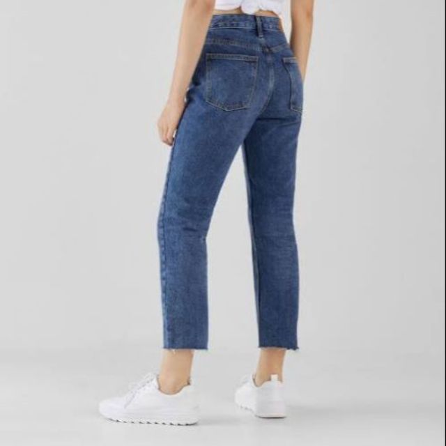 Bershka straight sale fit cropped jeans