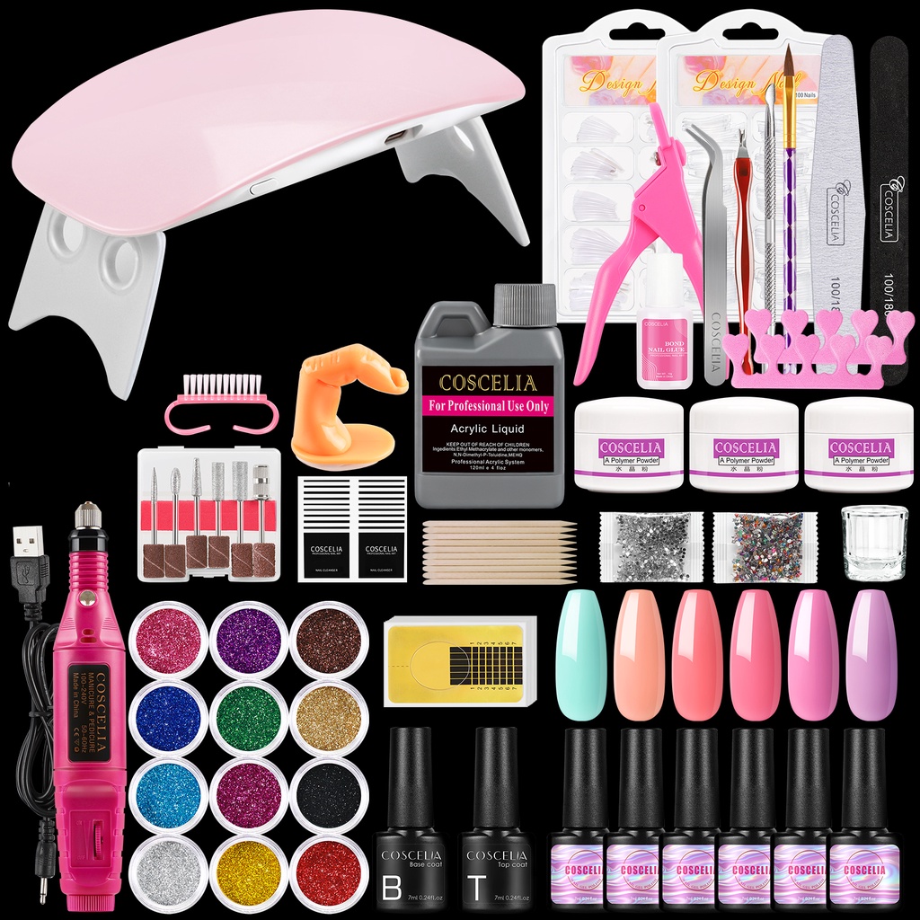 COSCELIA Acrylic Nail Kit with Everything Nail Supplies for Beginners