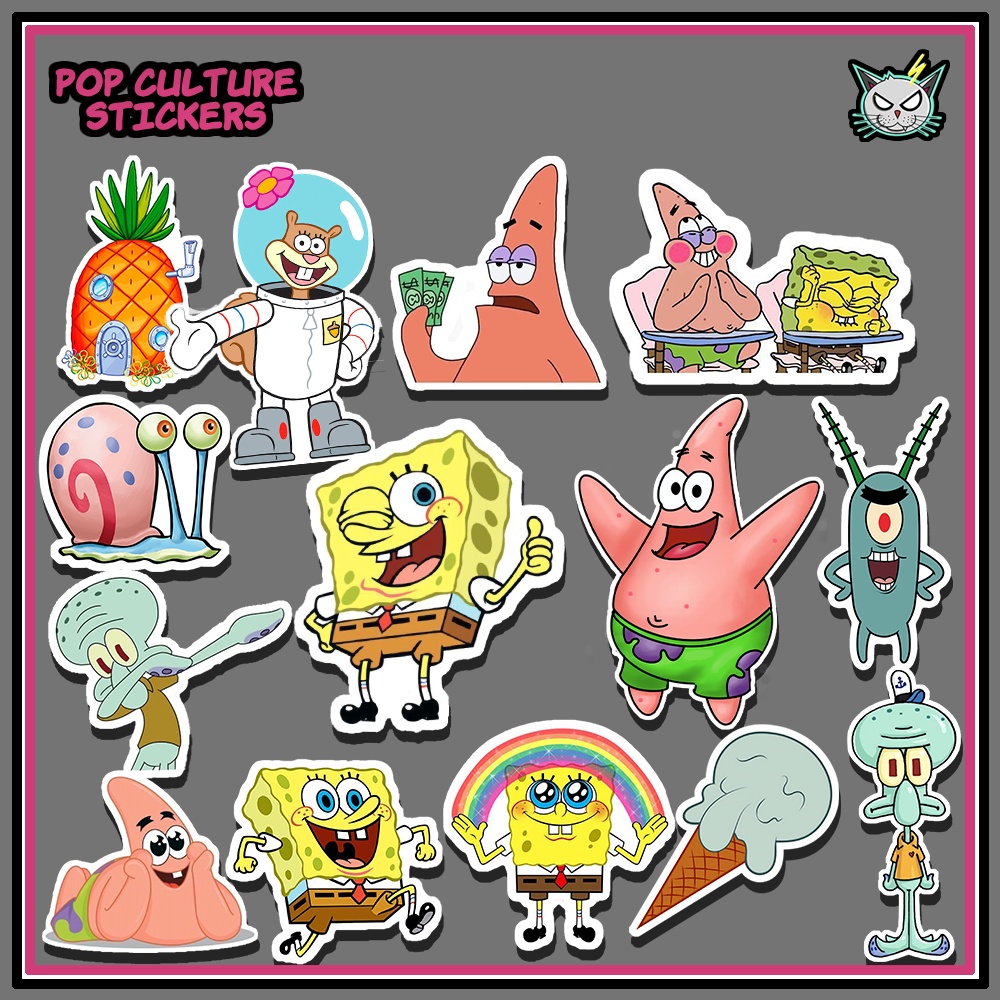 Cartoon - Cute Sponge Bob Vinyl Sticker Pack (15 pcs) Tumbler.Helmet ...