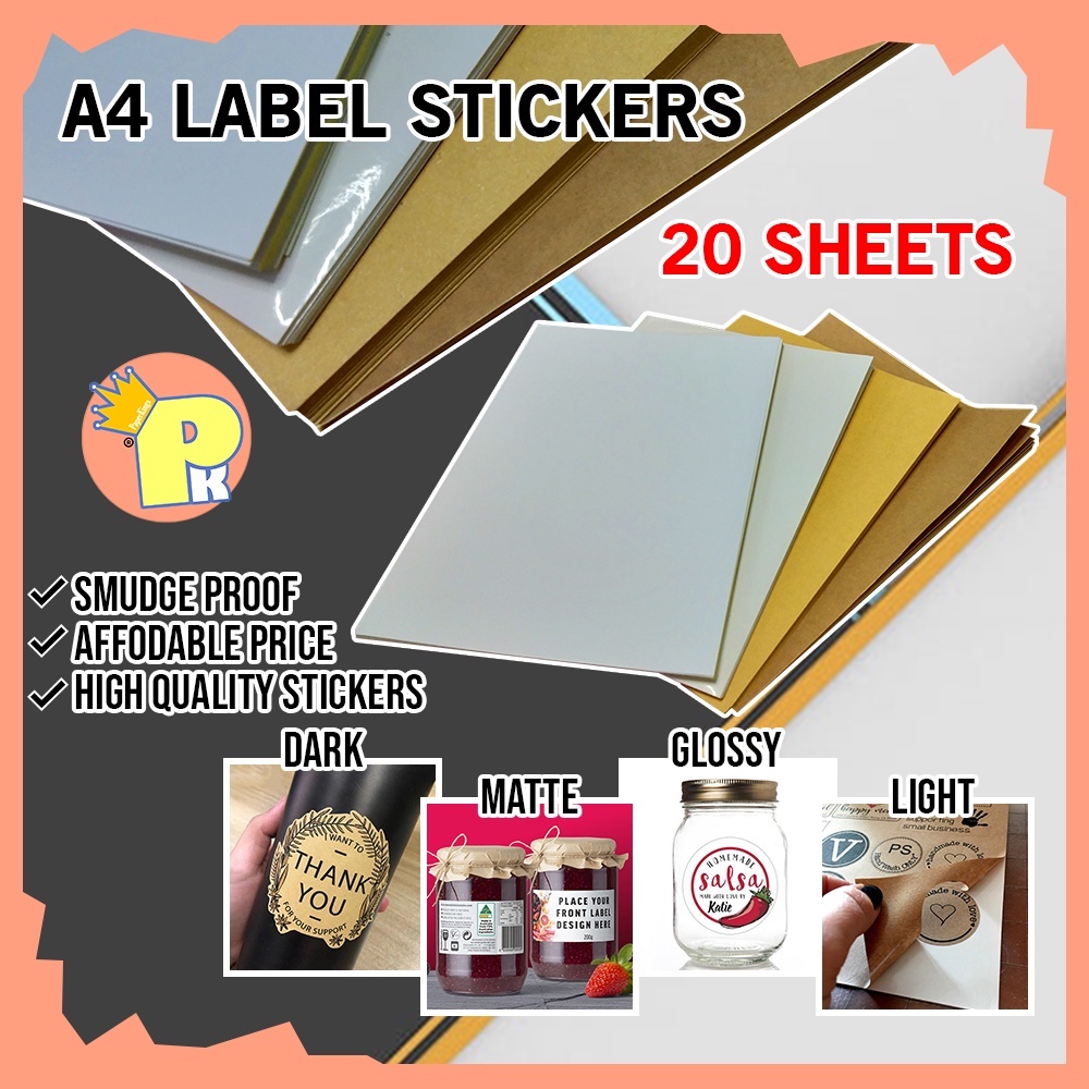 Printable Sticker Paper A4 Matte & Glossy kraft Sticker paper 150gsm ...