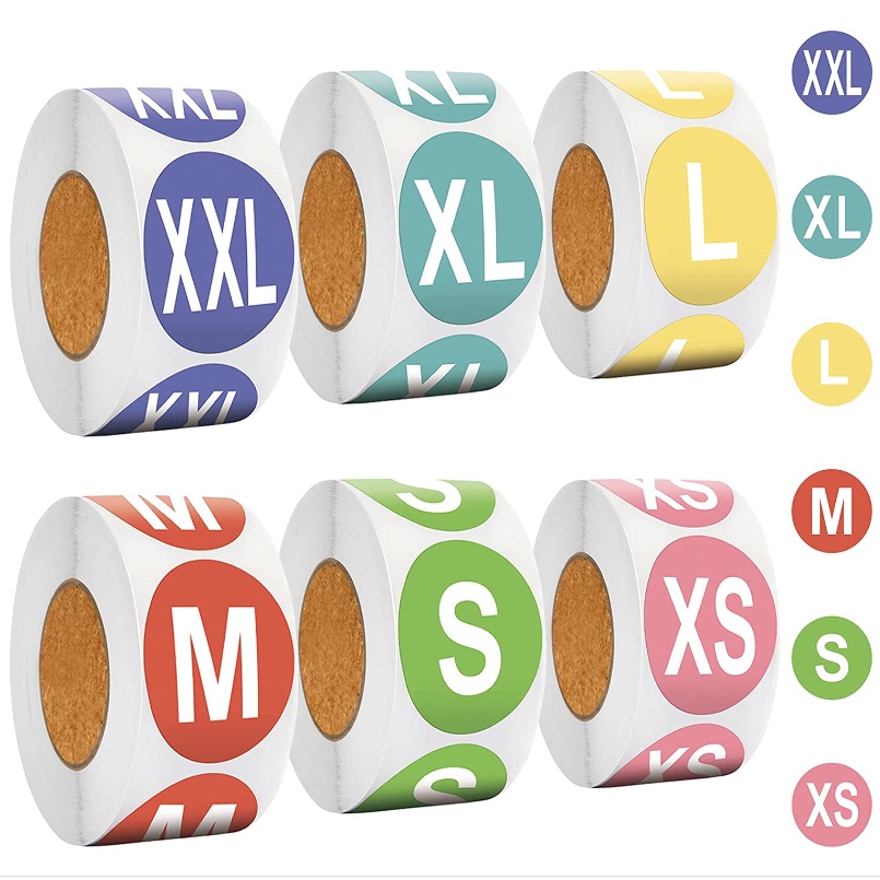 500Pcs/Roll Clothing size stickers Writable Self-Adhesive Round shape ...