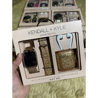 Kendall + Kylie Black/Gold Smart Watch with Interchangeable Strap, Earbud  Set and Keychain Case 