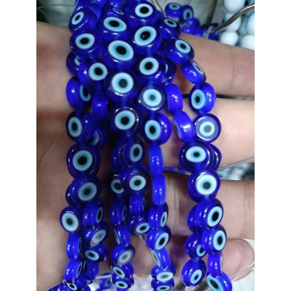 Blue Evil Evil Eye Beads Wholesale Blue Evil Eye Flat Morano Beads