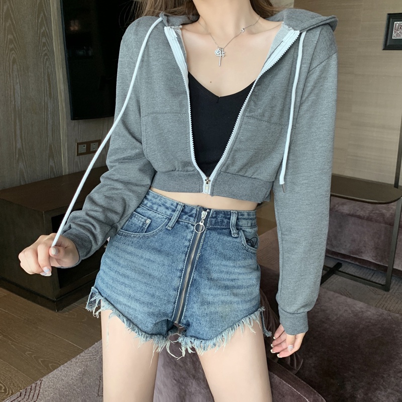 Crop top hoodie clearance shopee