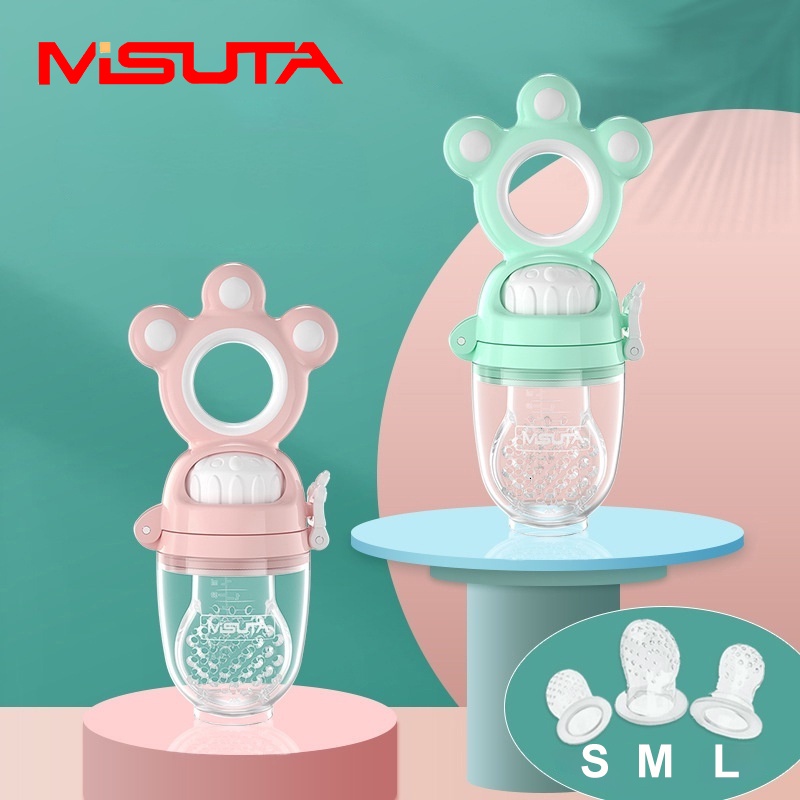 MISUTA Food Bite Pacifier With Silicone Mesh Bags For Baby Care Fruit  Feeder