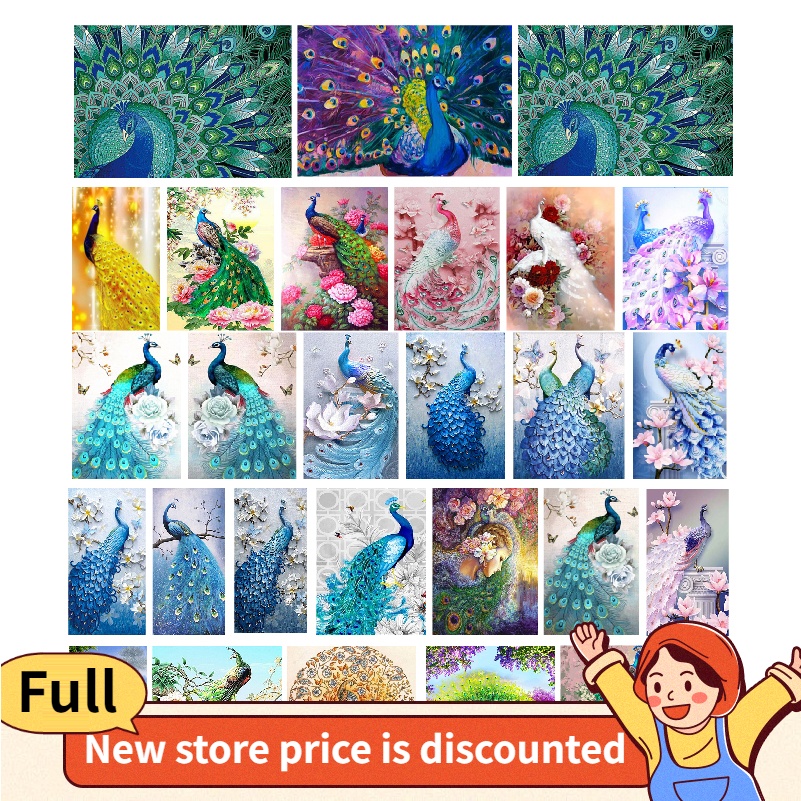 Little Moon 5D Diamond Painting Set DIY Peacock 30x40cm Full