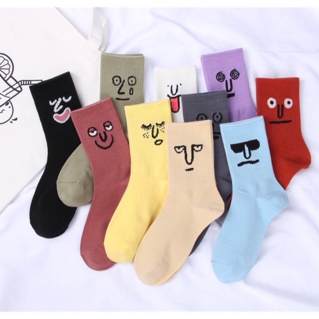 Korean Ulzzang Funny Fashion Design Mid Sock For Women | Shopee Philippines