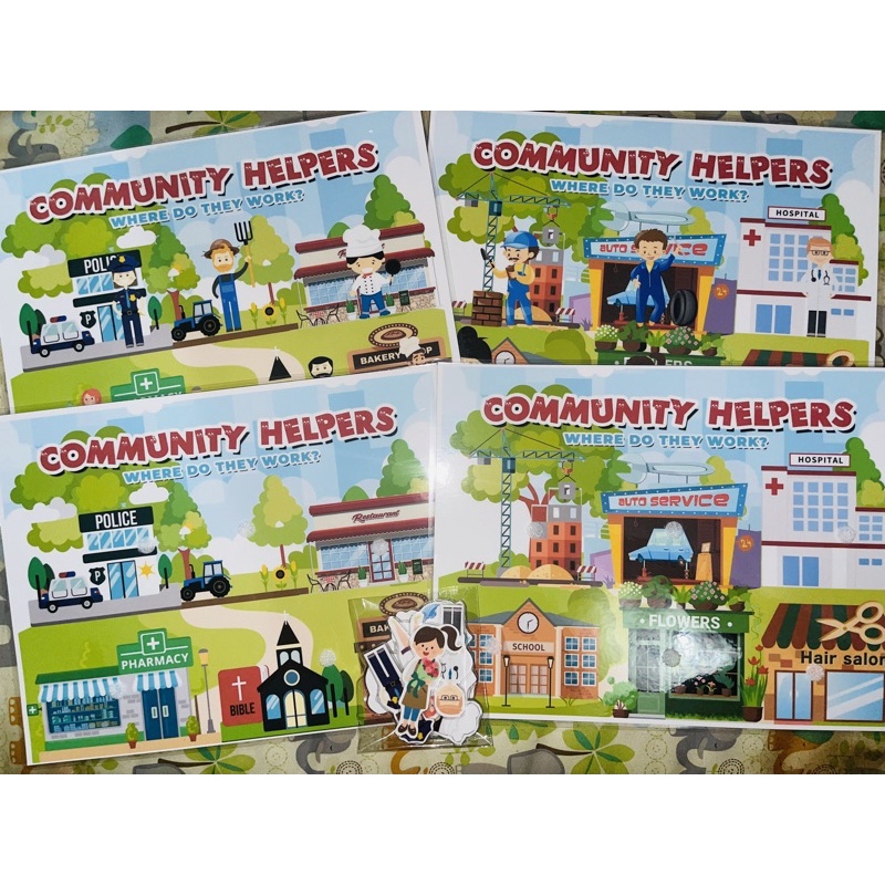COMMUNITY HELPERS JOBS- Laminated Velcro Busy Books Interactive ...