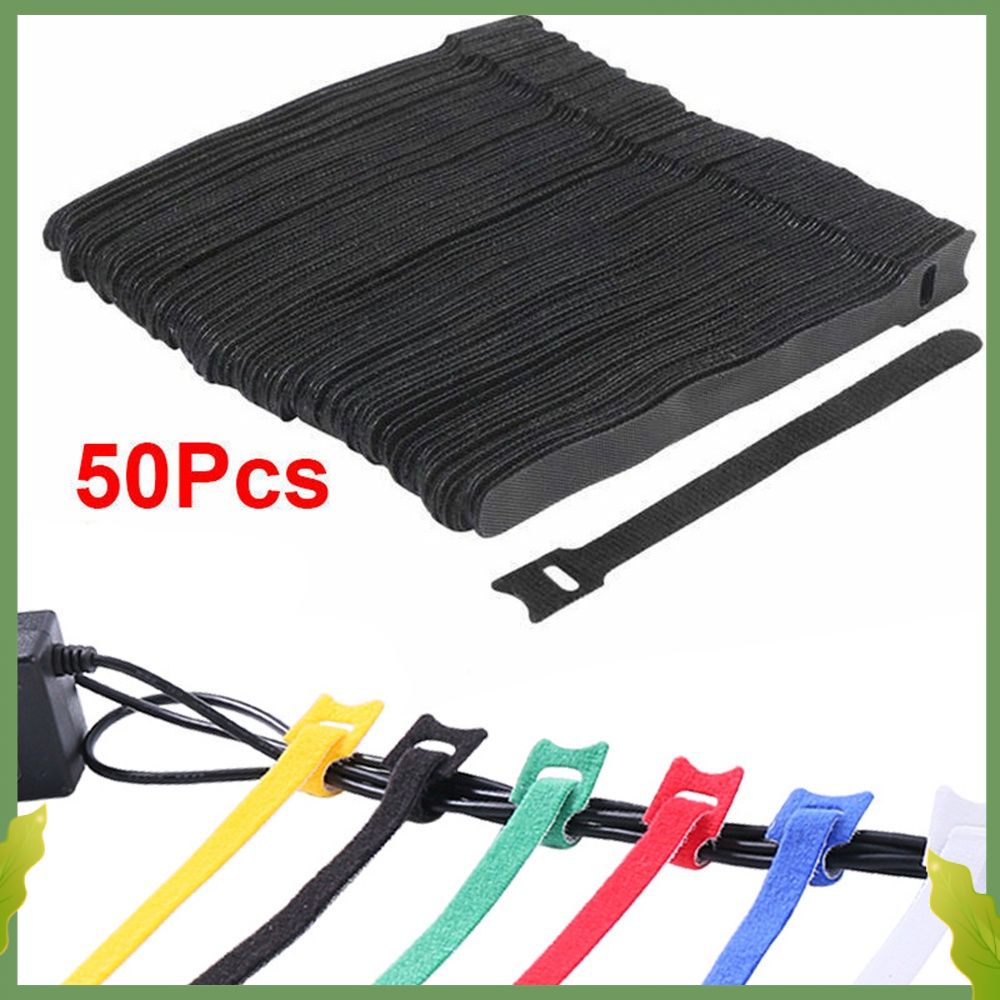 50Pcs Nylon Reusable Cord Organizer Velcro Cable Organizer Ttype