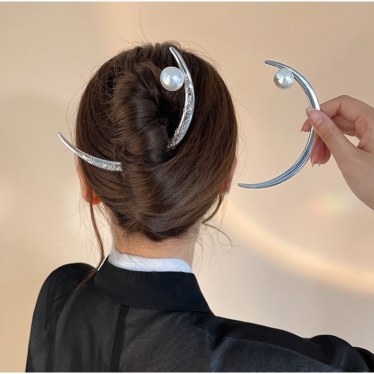 Chinese Retro Style Winding Moon Hairpin Half Moon Hairpin Headdress