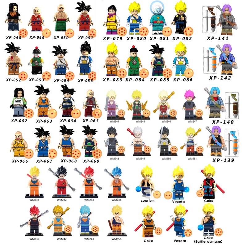 Anime Dragon Ball Minifigures Series Son Goku Torankusu Vegeta Building