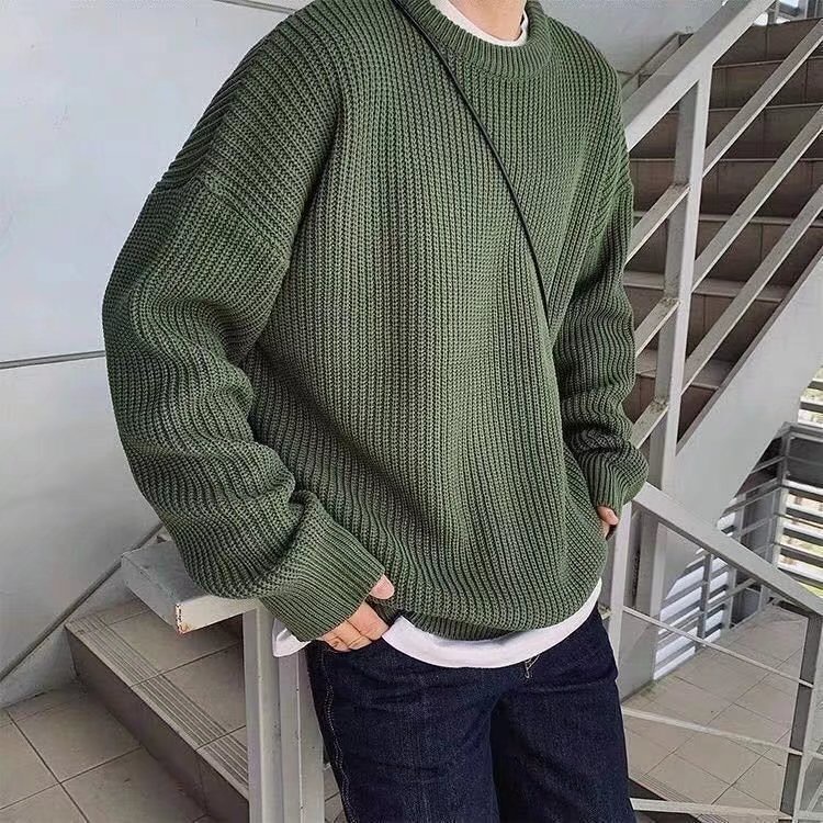 Sweater Male Fashion Trend Simple Korean Style Long Sleeve Top Pure ...